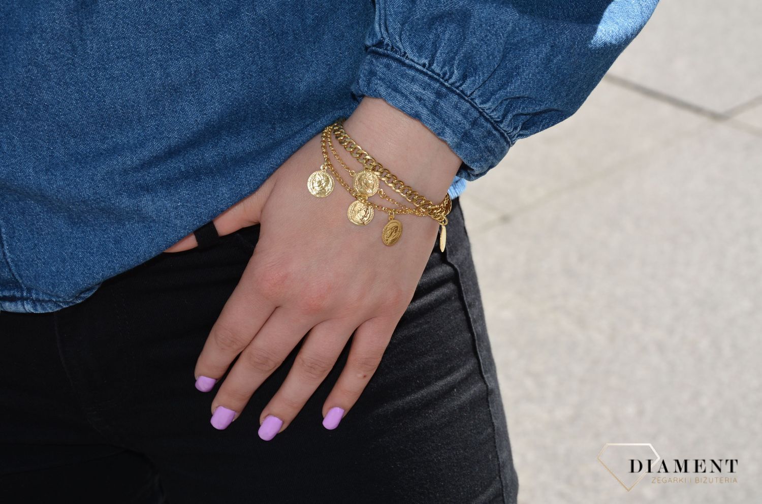 Bransoletka srebrna damska pozłacana DALL'ACQUA FAVORE DENARO 22024.jpg